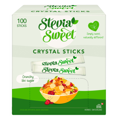 SteviaSweet Crystal Sticks mit Stevia und Erythrit ohne Kalorien