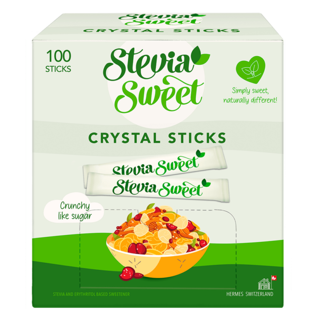 SteviaSweet Crystal Sticks mit Stevia und Erythrit ohne Kalorien